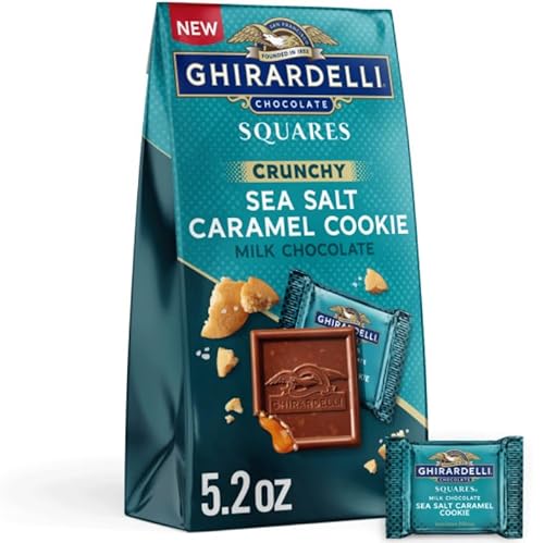 GHIRARDELLI Milk Chocolate Sea Salt Caramel Cookie Squares, 5.2 oz Bag