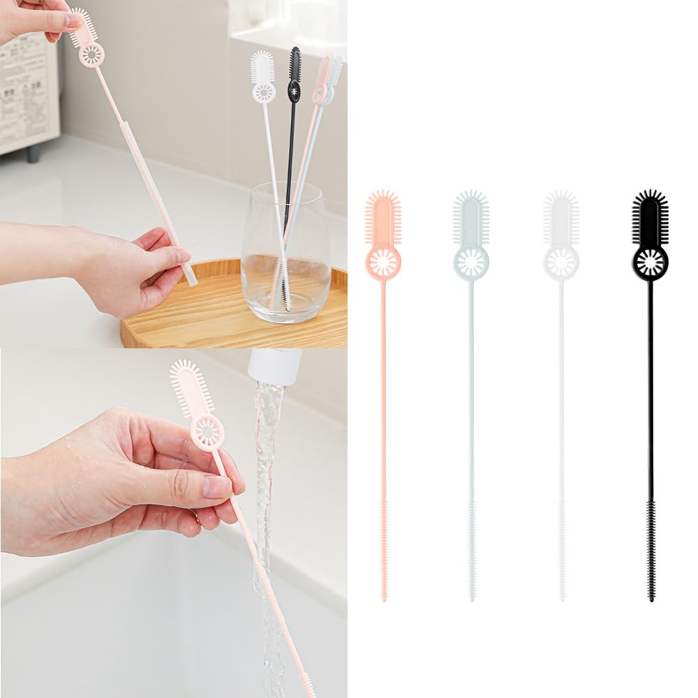 NentMent 8 Pack Iced Coffee Cups Straw Cleaner Brush 3 in 1 Drinking Straws Brush Insulated Tumblers Cleaning Brush for Flip Straw Tumbler Water