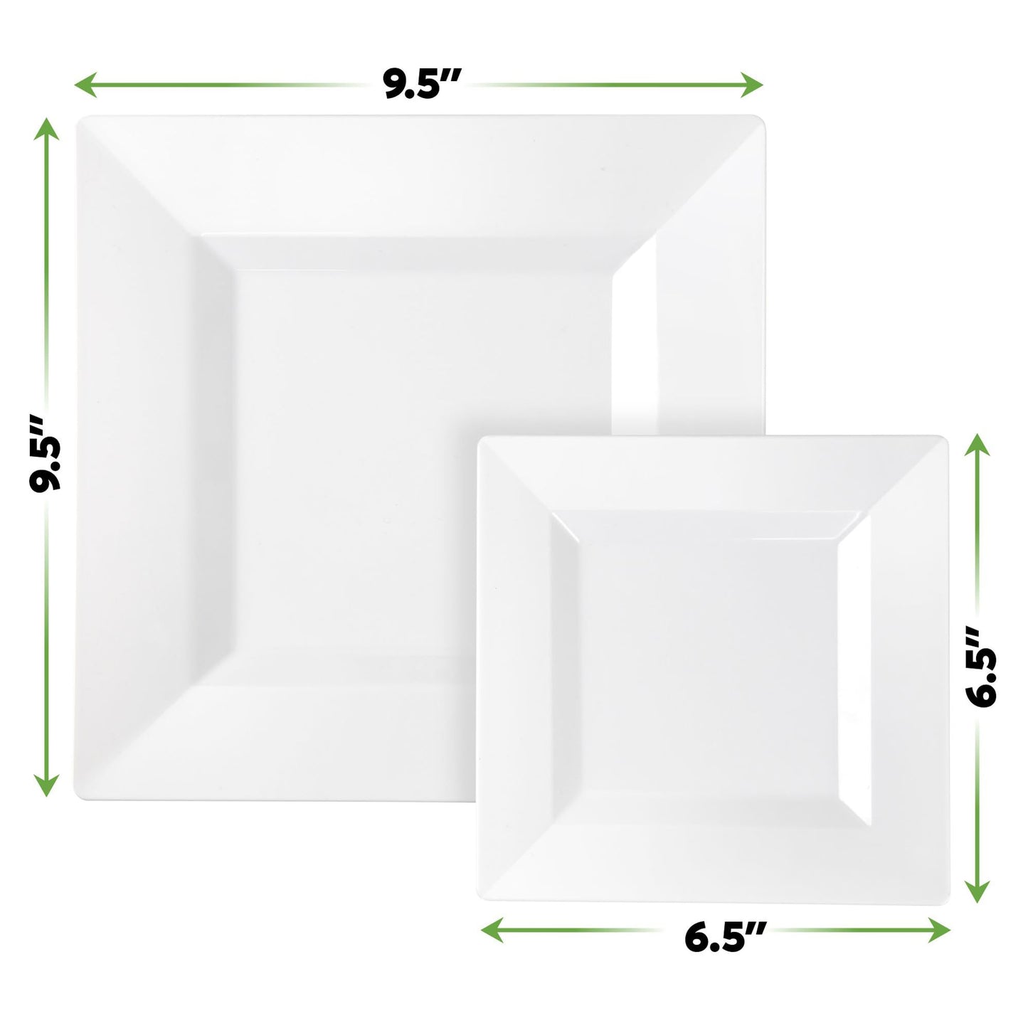 SETUP [Case of 240 Combo White Square Plates, Disposable Plastic Plates - Premium Heavy-Duty 120 Disposable 9.5" Dinner Party Plates and 120