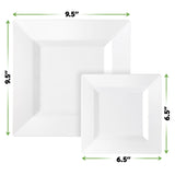SETUP [Case of 240 Combo White Square Plates, Disposable Plastic Plates - Premium Heavy-Duty 120 Disposable 9.5" Dinner Party Plates and 120