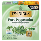 Twinings Pure Peppermint Tea - Naturally Caffeine Free, Refreshing Mint Herbal Tea Bags Individually Wrapped, 50 Count