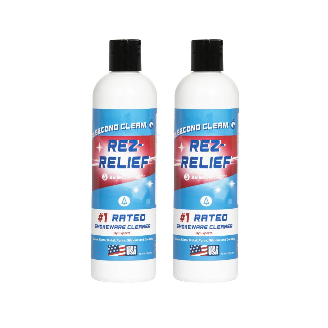 SNOWTREE - 2 Pack Rez Relief Glass Cleaner Solution for Glass, Ceramic, Metal & Silicone - 12 Fluid Oz Bottles (2 Pack) - Refreshing Citrus Scent