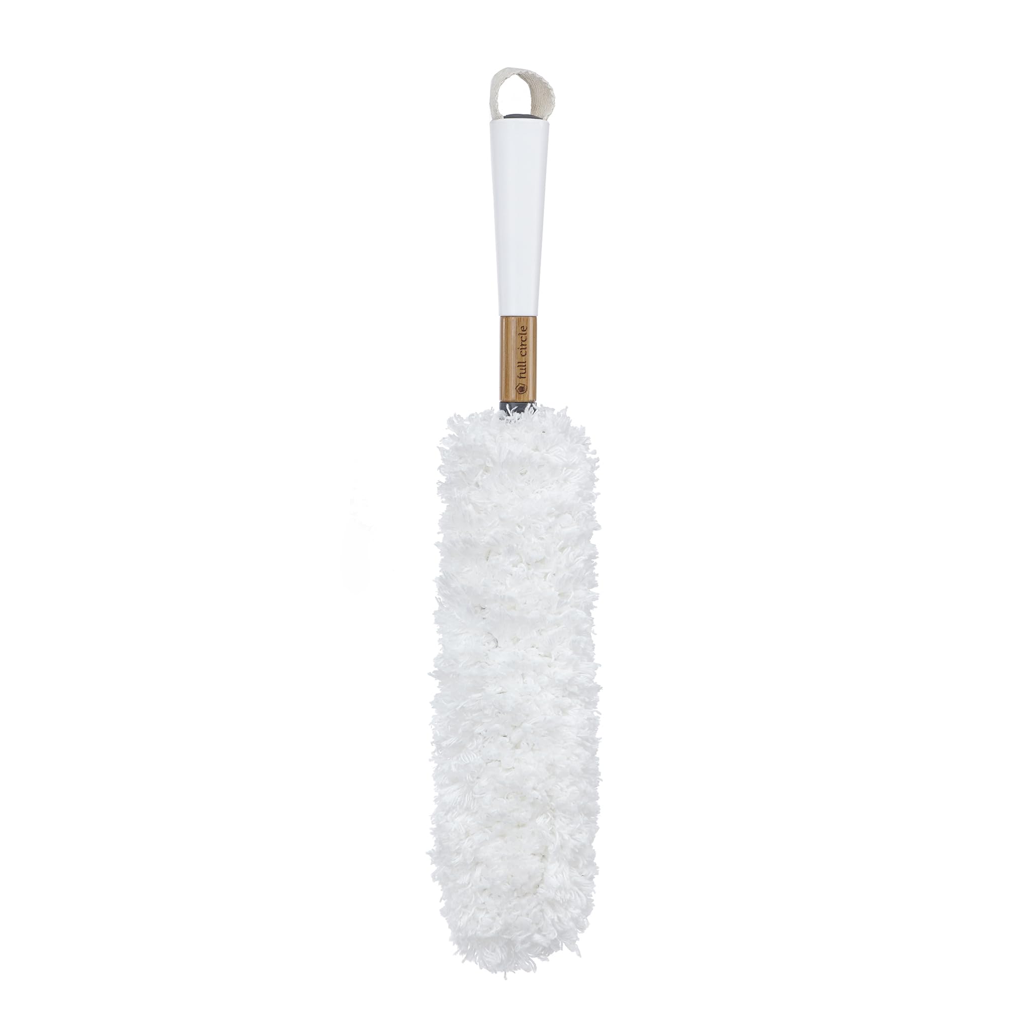 Full Circle Dust Whisperer Microfiber Duster - Machine Washable, For Ceiling Fans, Blinds, Furniture - White