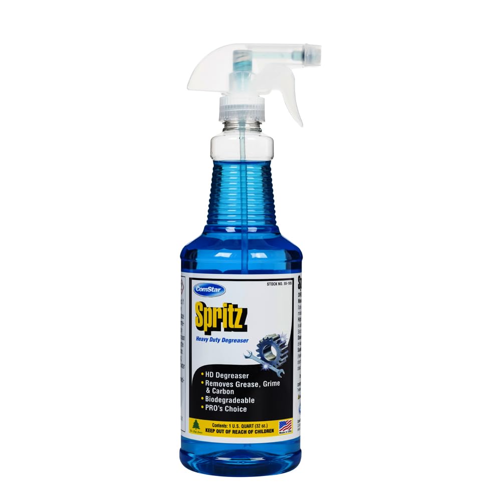 ComStar Spritz Heavy Duty Degreaser, 1 Quart, Industrial Oil & Grease Cleaner, Removes Carbon, Dirt & Grime, Ideal for Machinery, Tools, Floors