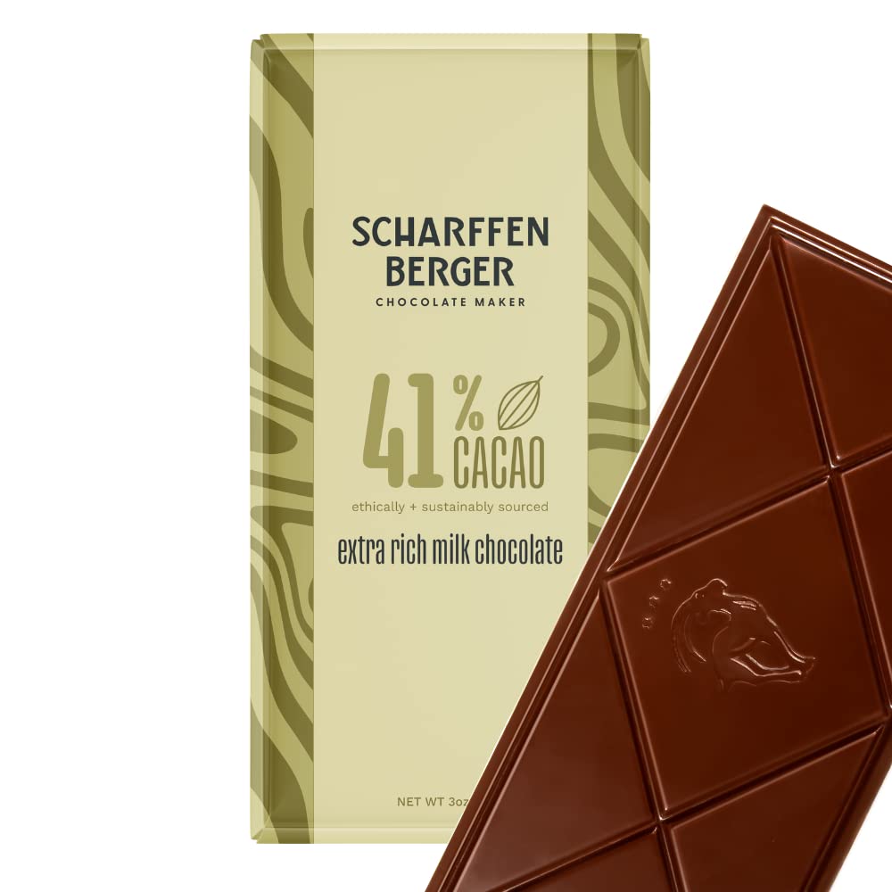 SCHARFFEN BERGER Chocolate Bar, 41% Cacao Extra Rich Gluten Free Milk Chocolate, 3.0 Ounce Bar (Pack of 6)