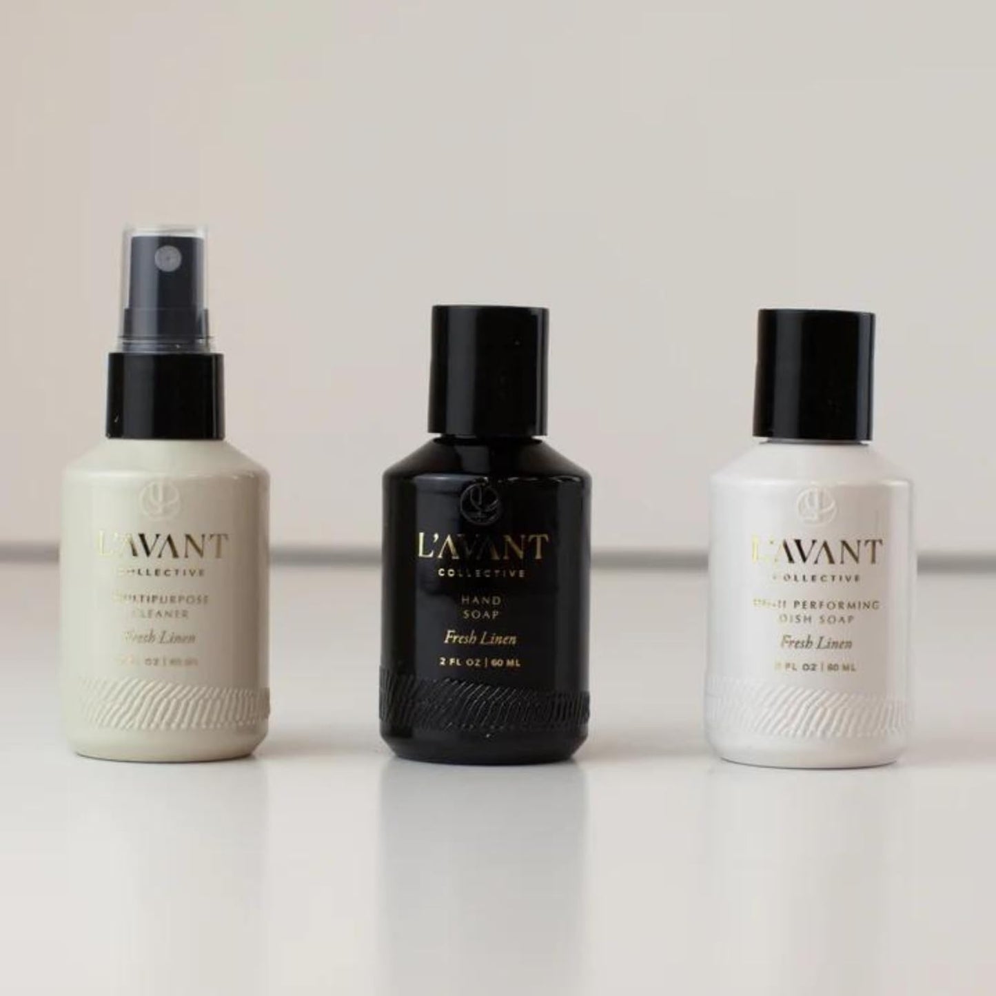 L'AVANT Collective Kitchen Essentials Mini Travel Set Dish Soap, Hand Soap, Multipurpose Surface Cleaner High Performing Notes of Ylang Ylang, Bamboo