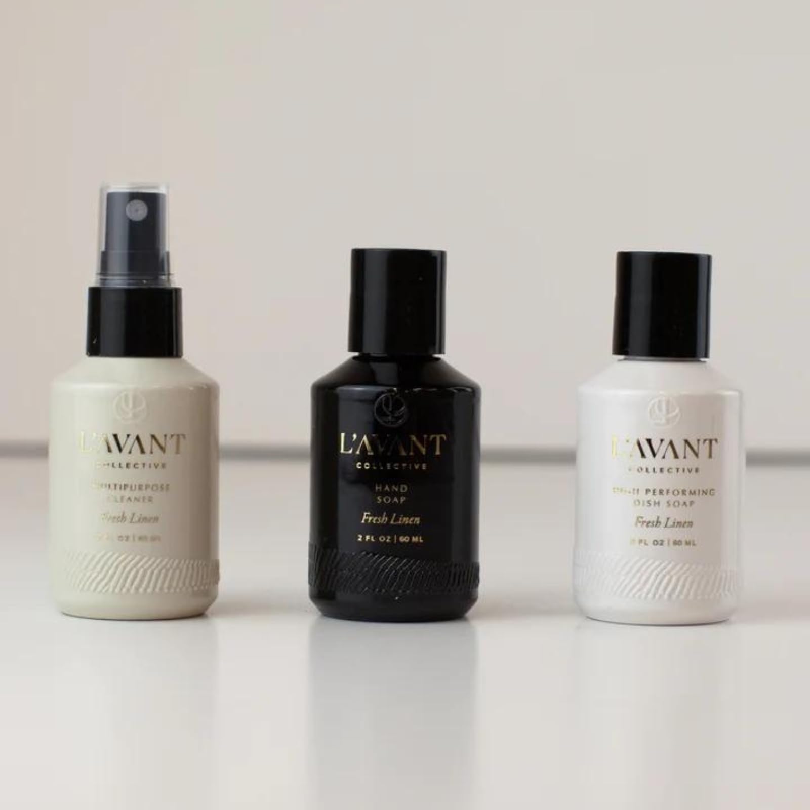 L'AVANT Collective Kitchen Essentials Mini Travel Set Dish Soap, Hand Soap, Multipurpose Surface Cleaner High Performing Notes of Ylang Ylang, Bamboo