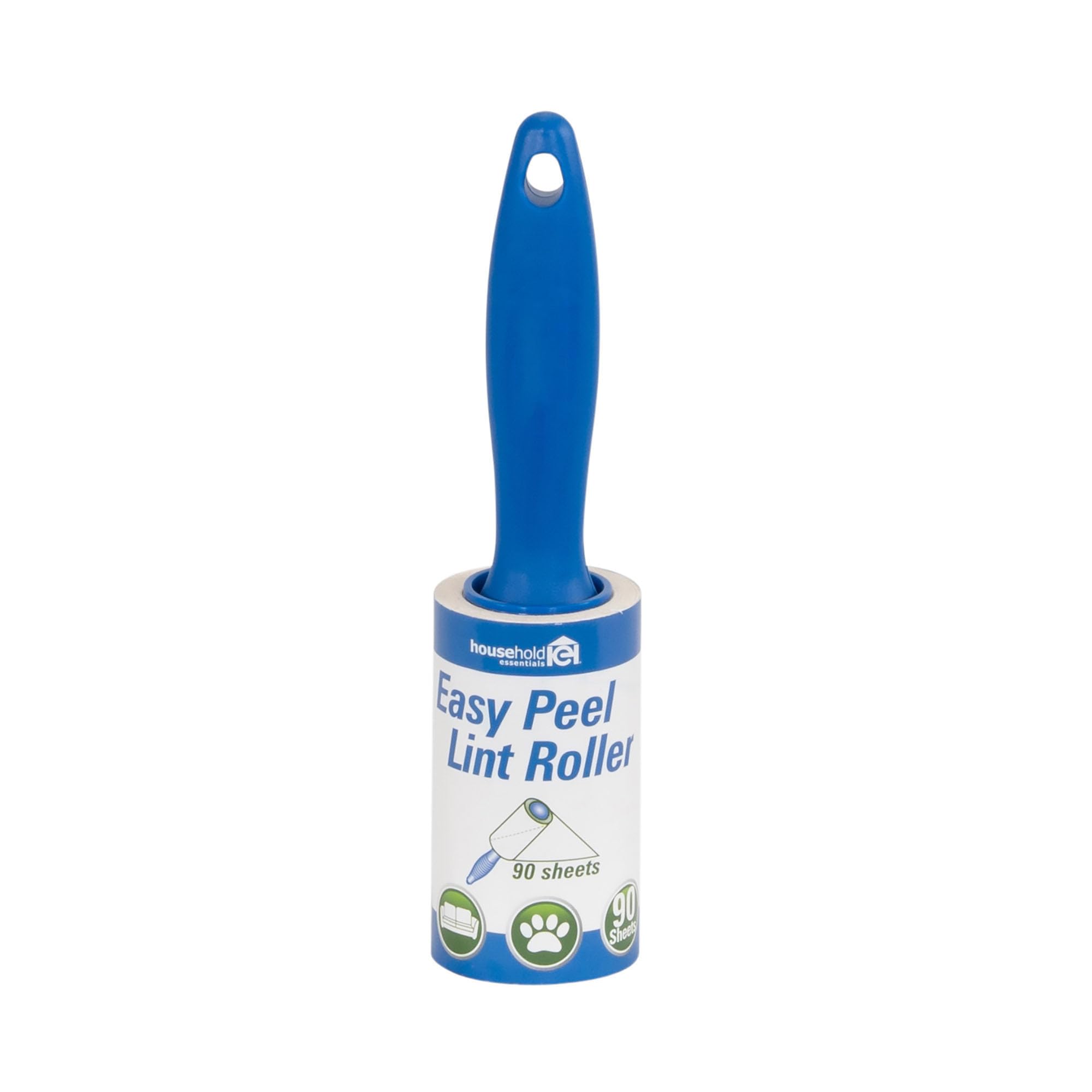 Household Essentials Artisan Paper Lint Roller with White PP Handle, 90 Sheets