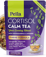 Cortisol Calm Tea - 9-Herb Relaxation Formula - Ashwagandha Chamomile Lavender Lemon Balm Rooibos Passion Flowers Linden Flowers Rose Licorice - Vegan