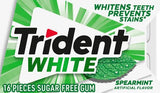 Trident White Sugar Free Spearmint Gum, 16 Count (Pack of 9)