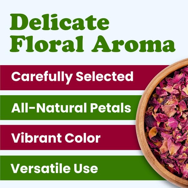 Food to Live Rose Petals, 4 Ounces - Culinary Dried Edible Rose Flowers for Tea, Baking, Making Rose Water and Desserts. Vegan, Kosher, Bulk