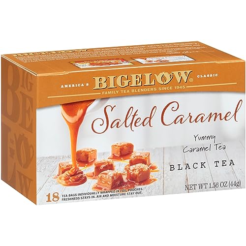 Bigelow Tea Salted Caramel Black Tea, Caffeinated Tea with Caramel and Salt, Holiday and Christmas Tea, 18 Count Box (Pack of 6), 108 Total Tea Bags