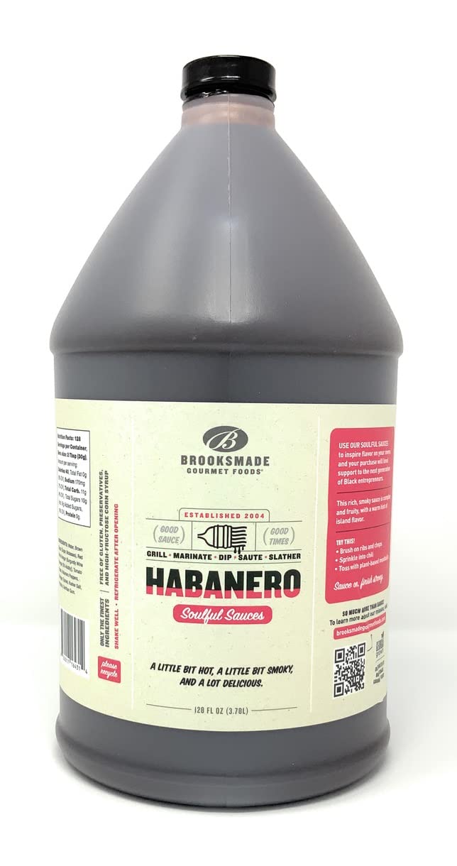 Brooksmade Gourmet Foods Soulful Sauces, Habanero BBQ Sauce & Marinade, Gluten Free, No High Fructose Corn Syrup, 128 oz