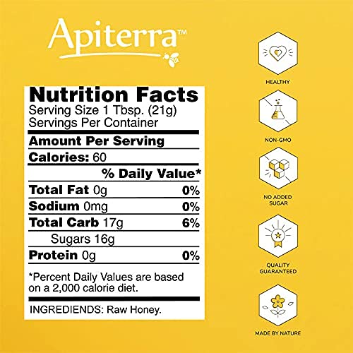 Apiterra - Raw Honey Bulk 16 lbs Bucket Unfiltered Unpasteurized 100% Pure and Natural Wildflower Raw Honey