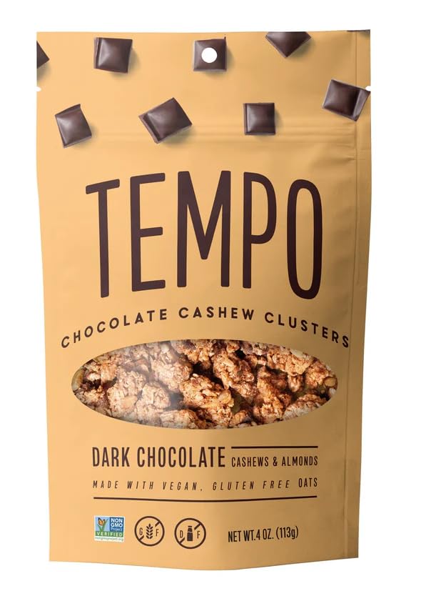Dark Chocolate Cashew Almond Granola Clusters (4 oz.) 12-Pack by Tempo Granola
