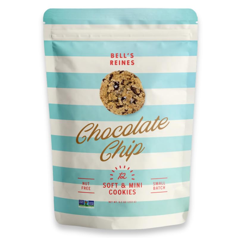 Bell's Reines Chocolate Chip Cookies With Sea Salt, Soft Gourmet Small Batch, Healthy Snacks, Bakery Fresh 12-Cookie Bag