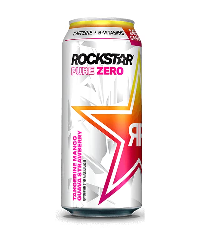 Rockstar Pure Zero Energy Drink Variety- Silver Ice, Pure Zero Punched,#TMGS, Watermelon - 16fl.oz. (Pack of 16)