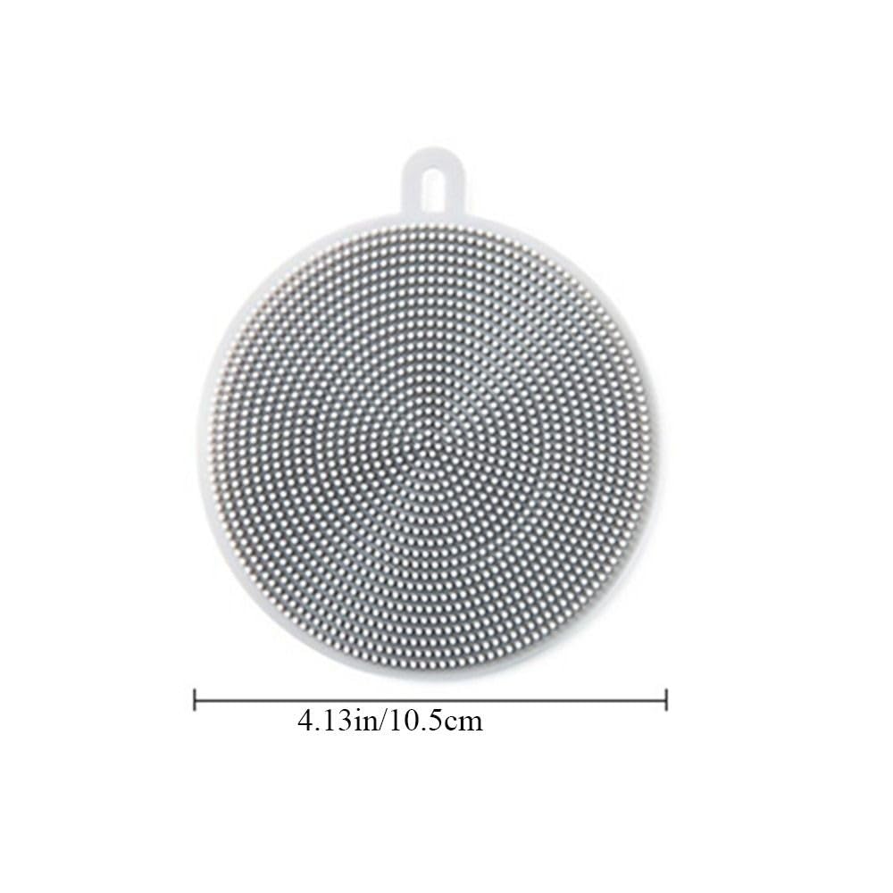 4 Pcs Silicone Dish Scrubber, Multipurpose Round Silicone Sponges Reusable Dish Brush for Kitchen Dishes Plate Fruits Vegetables Washing and Cleaning