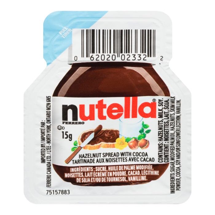 Nutella Hazelnut Spread Single Serve Mini Cups, 120 Packs, Baking Supplies, Great For Restaurants And Bakeries, 62.4 Oz Total
