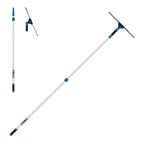 Unger Professional Connect and Clean 18” Grip Swivel Window, Glass Squeegee, and 8’ Pole, 180-Degree Pivoting Handle with Lock, Cleaning Supplies