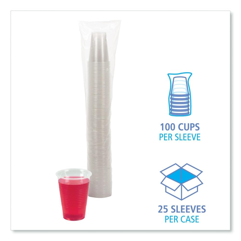 Boardwalk BWKTRANSCUP9CT 9 oz. Polypropylene Plastic Cold Cups - Translucent (100 Cups/Sleeve, 25 Sleeves/Carton)