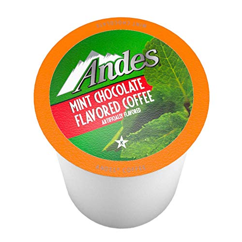 Andes Mints Chocolate Mint Flavored Coffee Pods, Compatible with K Cup Brewing Machines Including 2.0, Single Serve Peppermint Flavor Enhanced, 40