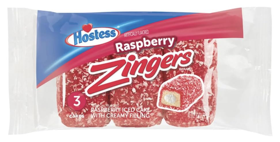 Hostess Single Serve Raspberry Zingers, 6 Packs of 3-1 Box