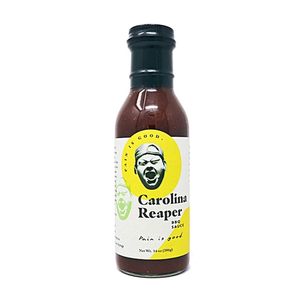 Pain is Good - Carolina Reaper BBQ Sauce - 14oz Bottle - Made in USA - - Family Friendly - Handcrafted in Small Batches with All Natural Ingredients