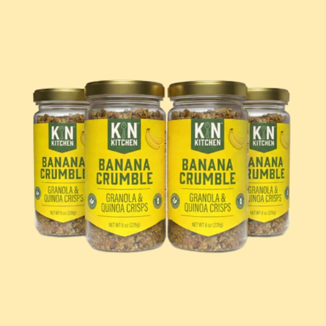 Kin Kitchen non-GMO Granola & Organic Quinoa Crisps, in a Glass Jar Recyclable and Resusable. Made with Real Fruit. No Aritificial Colors, Flavors, or