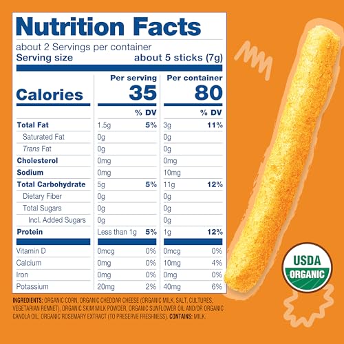Earth's Best Crunchy Sticks, Cheese, .56 Oz (Pack of 5)