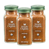 Simply Organic Pure Ground Nutmeg, 2.3 Ounce Jar, Aromatic, Subtly Spicy-Sweet Flavor, Kosher, No GMO, No ETO (Pack of 3)