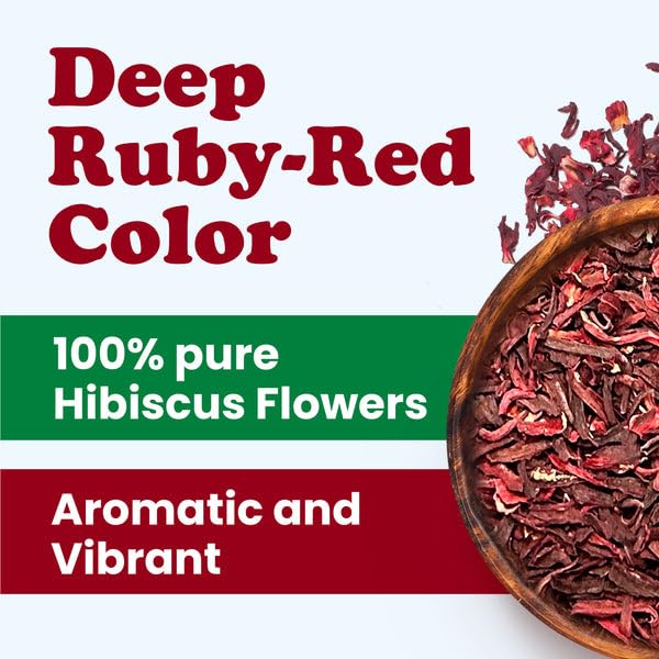 Food to Live Organic Hibiscus Flowers, 1 Pound - Cut and Sifted Loose Leaf Tea, Sourced from Egypt, Plant-Based, Vegan, Kosher, Bulk