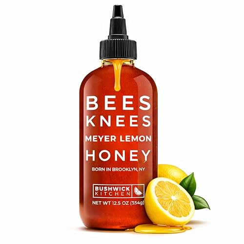 Bees Knees Meyer Lemon Honey - Made in USA Raw Honey Infused with Citrus for Tea, Yogurt & Baking - Bright & Smooth Flavor - 12.5oz