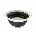SAMMART 2.6L (0.68 Gallon) Collapsible Tub - Foldable Dish Tub - Portable Washing Basin - Space Saving Plastic Washtub (Grey/Washed Black)