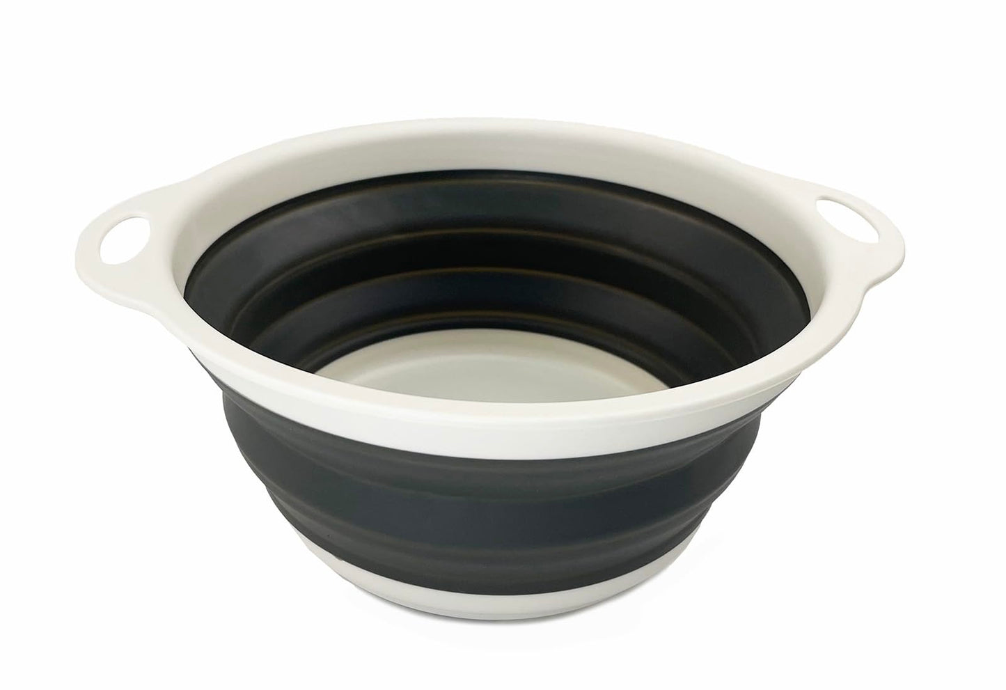 SAMMART 2.6L (0.68 Gallon) Collapsible Tub - Foldable Dish Tub - Portable Washing Basin - Space Saving Plastic Washtub (Grey/Washed Black)