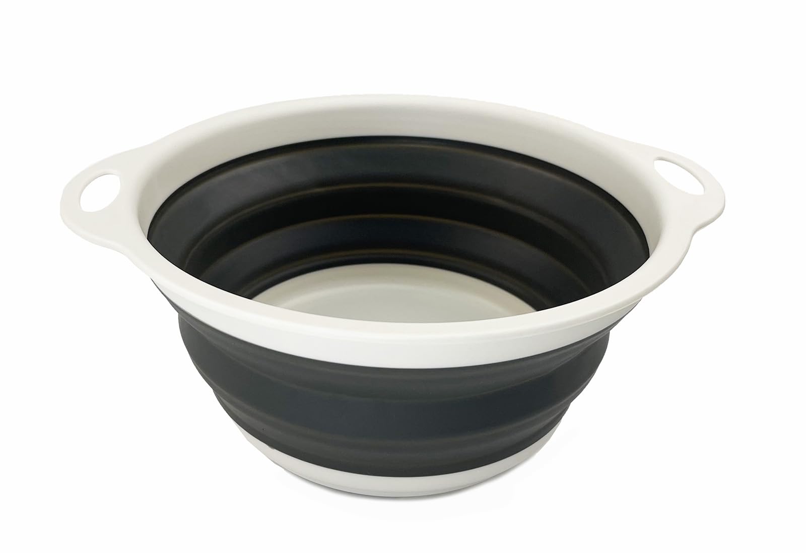 SAMMART 2.6L (0.68 Gallon) Collapsible Tub - Foldable Dish Tub - Portable Washing Basin - Space Saving Plastic Washtub (Grey/Washed Black)