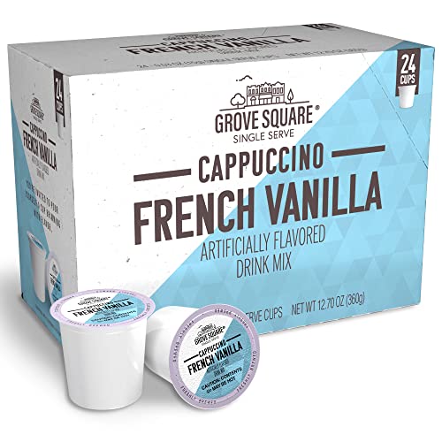 Grove Square Cappuccino Pods, French Vanilla, Single Serve , 24 Count (Pack of 1)