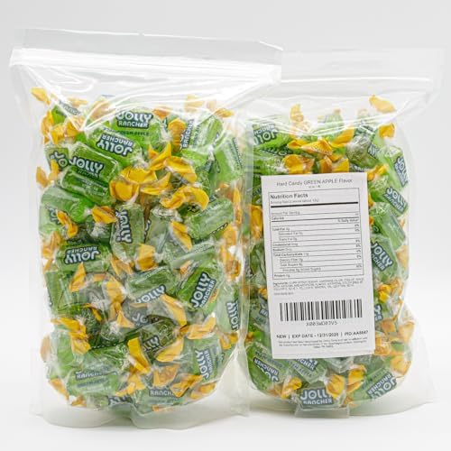 Hard Candy GREEN APPLE Original Flavor 1 lb - Bulk Bag, Individually Wrapped (74 Pieces)