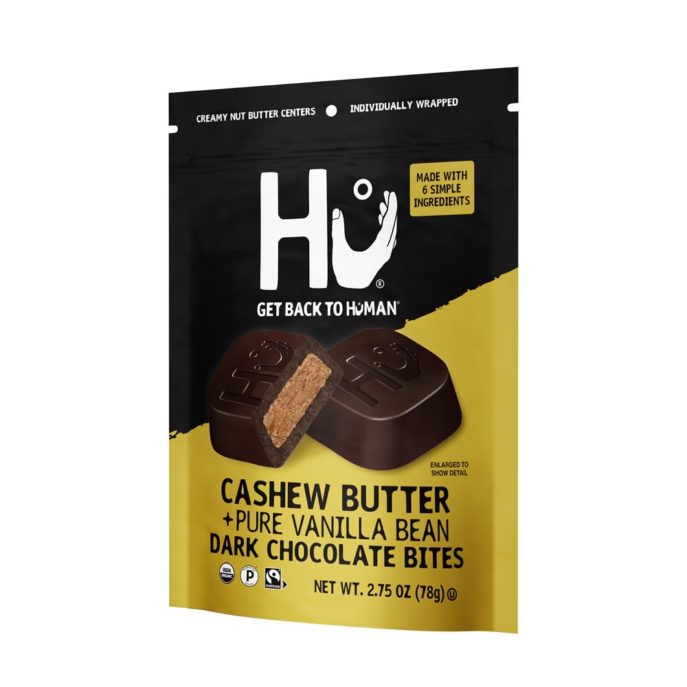 Hu Cashew Butter Dark Chocolate Bites | 1 Pack | Natural Organic Vegan, Gluten Free, Paleo, Non GMO, Fair Trade Dark Chocolate