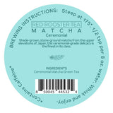 Red Rooster Tea Ceremonial Matcha - Shade-Grown, Stone-Ground Japanese Green Tea - 2.5oz Canister - Smooth, Creamy, Bright Green Finish - Makes ~35