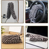 5PCS Retractable Washable Curved Microfiber Duster, with Extension Pole Feather Duster, Reusable Bendable Washable Dusters Set, for Cleaning Ceiling