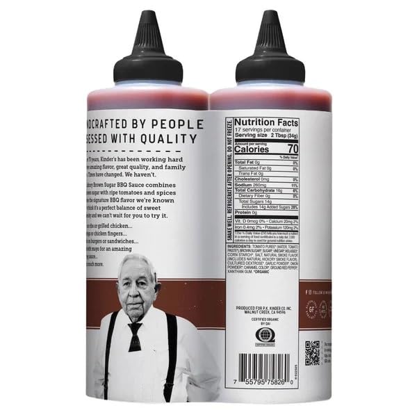 Kinder's Organic Hickory Brown Sugar BBQ Sauce, 20.4 Ounce (Pack of 2)