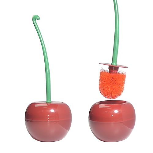 TSBSHum 2-Pack Cherry Toilet Brush and Holder | Cute Toilet Brush Set with Flexible Bristles for Easy Reach | Blending Eclectic Home Decor with Cherry