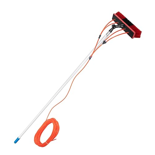 Akynjtbca 26ft Window Cleaning Kit, Solar Panel Cleaning Brush & Squeegee Kit, Aluminum Extendable Water Fed Pole Kit, Outdoor Window Washing