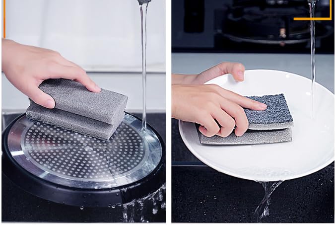 Multifunction Scrub Sponge Protects Nails and Fingers - Sponges for Cleaning Remove Tough Stains, Grease, Residue (Gray 13 * 7 * 4.3cm 3 pcs)