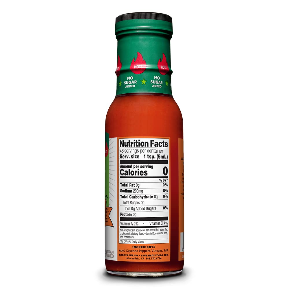 True Made Foods Ed Mitchell's Legendary Cayenne Hot Sauce - Zero Sugar, Keto, Whole30, Paleo, Vegan - Pure Aged Cayenne Peppers, Vinegar, Salt - Great