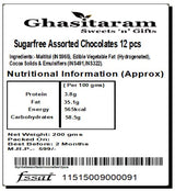 Ghasitaram Gifts Sugarfree Assorted Chocolates 12 pcs White Box-200gms
