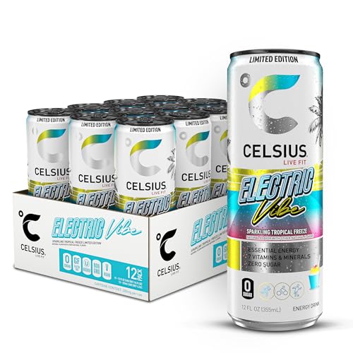 CELSIUS Sparkling Electric Vibe, Functional Energy Drink 12 Fl Oz (Pack of 12)