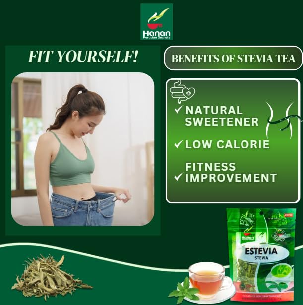Hanan Stevia (Estevia) Loose Leaf Herbs - 9 g Natural Dried Stevia Leaves Rebaudiana Plant Leaves from Peru - Tea Sweetener