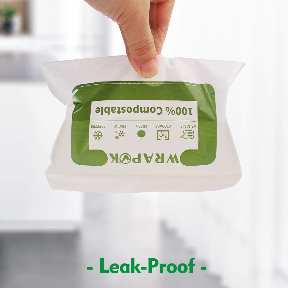 WRAPOK 100% Compostable Snack Bags Small Biodegradable Freezer Sandwich Storage Bag for Cookies Biscuits, 100 Count - 6.3 x 3.9 Inch